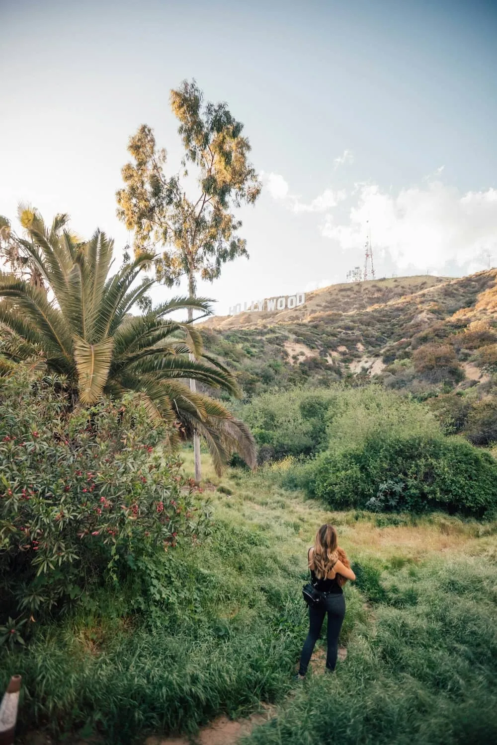 A person hiking in athletic wear